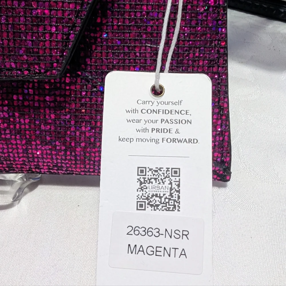 Urban Expressions Glitter Envelope Clutch/ Crossbody - Magenta 🔥